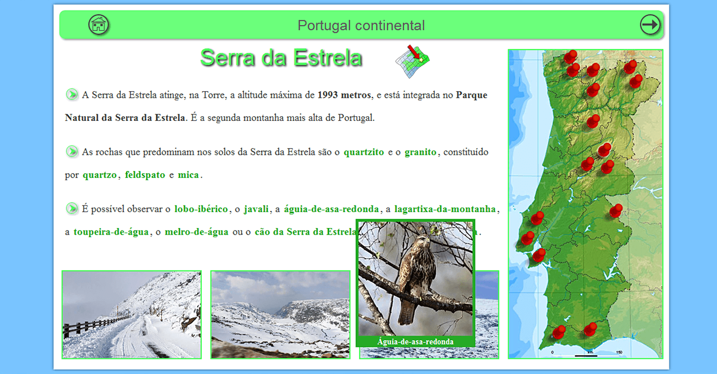 Imprimir Mapa Interactivo: Serras de Portugal (D) (Geography - 1º Ciclo: 4º  ano - serras - geografia - relevo)